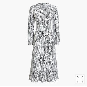 JCrew Ruffle Neck Leopard peasant dress